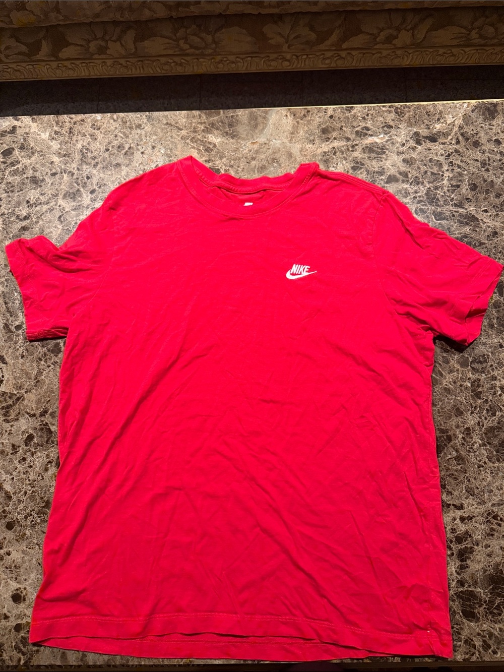 Nike Red Short Sleeve Crew Tee with White Swoosh